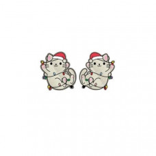 Yule Cats White Christmas Earrings