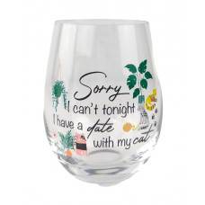 Sorry I Can't Tonight I Have a Date with My Cat, Wine Glass
