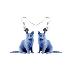 Blue Cat Acrylic Earrings 